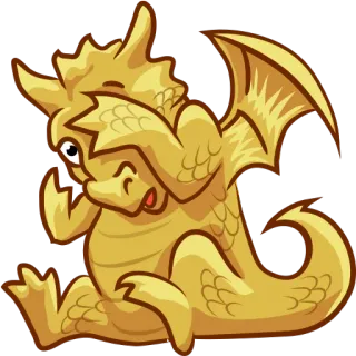😟 drago, cartoni animati, oro, carino, occhiolino whatsapp sticker