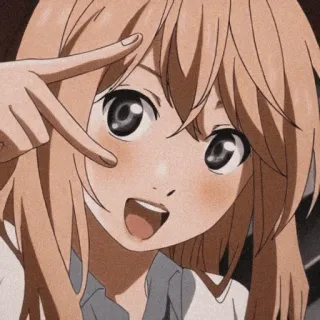 ✌ gái anime, dễ thương, kawaii, nhân vật, biểu tượng hòa bình, mỉm cười telegram sticker