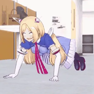 💪 anime, cute, cartoon, blonde hair, dress telegram sticker