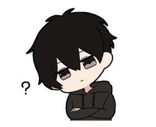 ❔ Anime, Chibi, Frage, Denken, Verwirrt, Junge whatsapp sticker