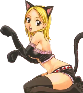 😸 chica anime, gato, orejas, cola, rubia whatsapp sticker