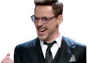 👍 Robert Downey Jr. actor, man, smiling, suit, glasses telegram sticker