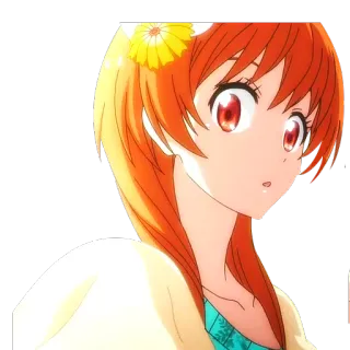 😳 anime, girl, orange hair, flower, cartoon, cute telegram sticker