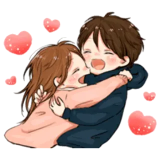 🤗 Dessin animé, Couple, Amour, Câlin, Affection, Coeurs telegram sticker