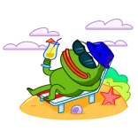 😎 Pepe the Frog ếch, pepe, bãi biển, hoạt hình, chill, meme, mùa hè, mặt trời telegram sticker