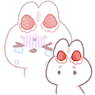 🍓 coelho, kawaii, fofo, morango, chorando whatsapp sticker