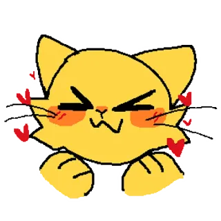 😺 gato, emoticon, amarelo, fofo, coração telegram sticker
