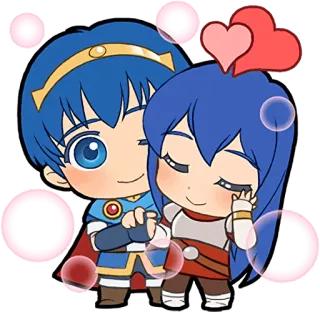 💑 Marth Fire Emblem, Anime, Chibi, Fofo, Casal, Amor, Romance telegram sticker