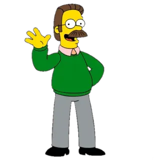 🙋 Ned Flanders The Simpsons cartoon, character, animation, friendly, neighbor telegram sticker