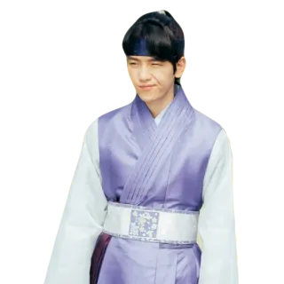 😏 Coréen, Vêtement traditionnel, Violet, Homme, Hanbok whatsapp sticker