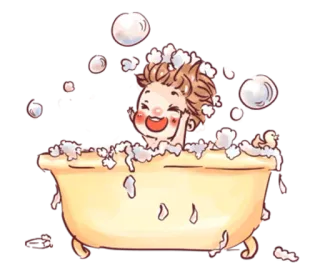 🛁 bath, bubbles, child, happy, cute, clean, tub telegram sticker