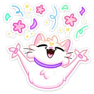 🎉 кот, конфетти, праздник, милый, каваий, счастливый, вечеринка telegram sticker
