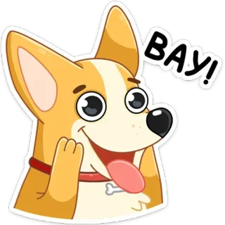 🥎 БАУ! cachorro, corgi, desenho animado, fofo, amigável, saudação telegram sticker