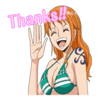 ☺️ Nami One Piece Thanks!! Anime, One Piece, Nami, Merci, Salutation, Amical whatsapp sticker