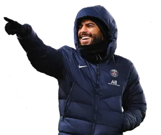 👈 homme, manteau d'hiver, souriant, pointant, homme, veste telegram sticker