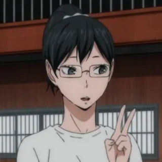🎭 anime, woman, peace sign, glasses, cartoon telegram sticker