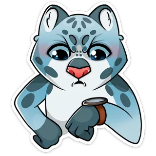 ⏱ sticker, cat, animal, cute, cartoon, watch, time telegram sticker