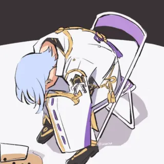 😔 Anime, Triste, Épuisé, Personnage, Assis, Chaise telegram sticker