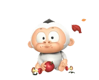 🍎 monkey, apple, cartoon, cute, funny whatsapp sticker