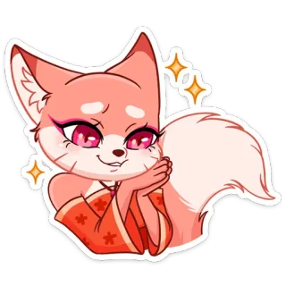 😃 лиса, каваи, мультик, животное, милый, блестки telegram sticker
