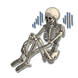 😕 scheletro, triste, seduto, ossa, cartone animato telegram sticker