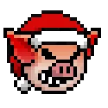 😡 maiale, natale, arrabbiato, pixel art, cappello da Babbo Natale, vacanze telegram sticker