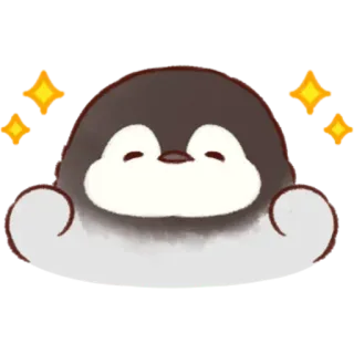 🤩 pingüino, lindo, kawaii, animal, brillo, chibi whatsapp sticker