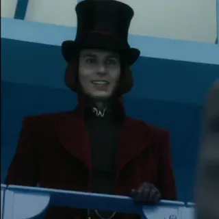 🎩 Willy Wonka Charlie and the Chocolate Factory Willy Wonka, Schokolade, Fabrik, Film, Figur telegram sticker