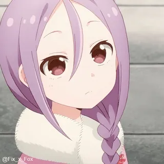 🙏 @Fix_x_Fox 动漫, 女孩, 可爱, 卡通, 紫色头发 telegram sticker