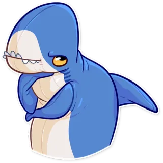 🤔 Dessin animé, Poisson, Animal, Mignon, Bleu telegram sticker
