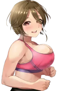 🤤 Anime, Mädchen, Sport-BH, Fitness, Training telegram sticker