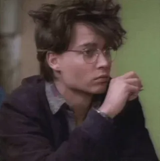 🌿 man, actor, portrait, glasses, young, pensive telegram sticker