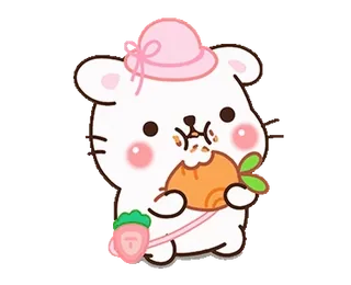 🥕 น่ารัก, สัตว์, แครอท, หมวก, คาวาอิ, สติกเกอร์ telegram sticker