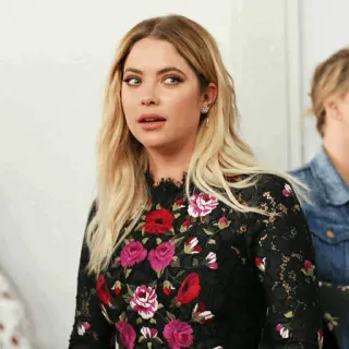 🍓 woman, blonde, dress, floral, portrait, person, actress telegram sticker