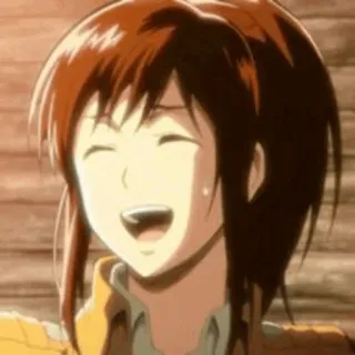 😄 Sasha Braus Attack on Titan anime, sasha braus, ataque a los titanes, sonriendo, feliz telegram sticker