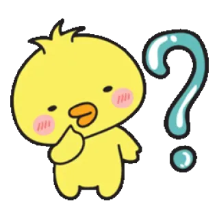 🤔 утка, вопрос, думает, милый, мультик, желтый whatsapp sticker