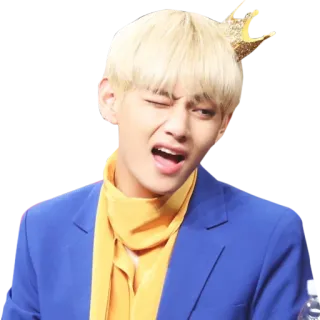 😉 V K팝, BTS, 김태형, 가수, 아이돌, 왕관 telegram sticker