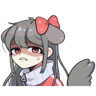 🎀 gadis anime, khawatir, imut, kartun, stiker, karakter whatsapp sticker