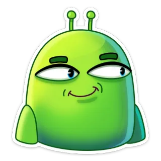 😏 Alien, Verde, Dibujos animados, Criatura, Divertido, Pegatina, Personaje telegram sticker