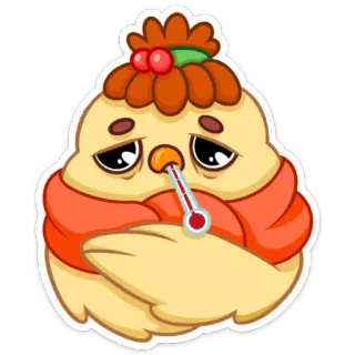 🤒 malade, oiseau, thermomètre, maladie, rhume, grippe, dessin animé telegram sticker