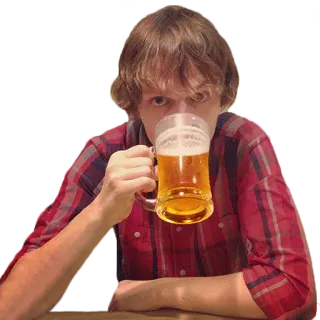 🍺 mężczyzna, piwo, picie, koszula w kratę, na co dzień, alkohol, kufel telegram sticker