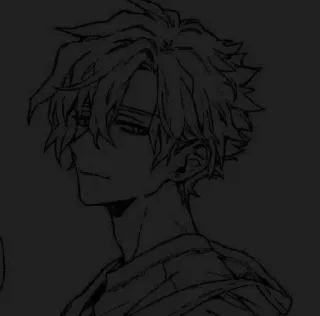 ⬛ 动漫, 漫画, 角色, 绘画, 肖像, 黑白 telegram sticker