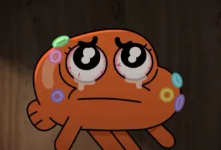 😔 Darwin The Amazing World of Gumball kartun, animasi, menangis, sedih, emosi, Darwin, Gumball whatsapp sticker