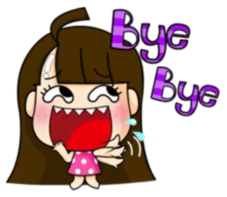 👋 Bye Bye cartoon, girl, crying, sad, goodbye, bye, kawaii, cute whatsapp sticker