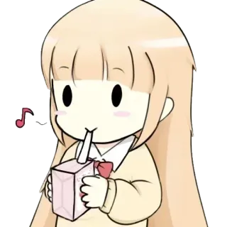 🧃 Dibujo animado, Chica, Bebida, Lindo, Anime telegram sticker