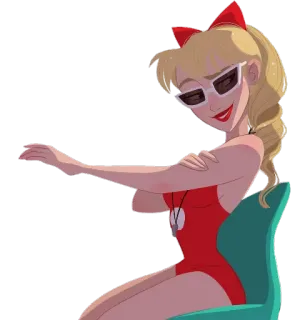 😍 спасатель, пляж, мультфильм, женщина, купальник, солнце, лето telegram sticker