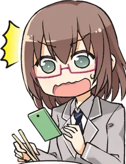 🤭 anime, chibi, shocked, food, glasses whatsapp sticker