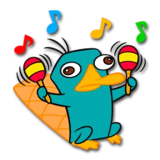 🎉 Perry the Platypus Phineas and Ferb ornitorinco, cartone animato, animale, musica, maracas, ballo telegram sticker