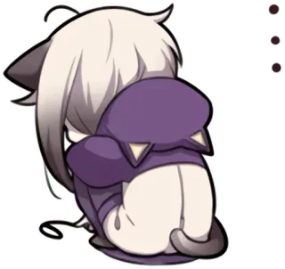 😓 chat, animé, dessin animé, mignon, kawaii, triste whatsapp sticker