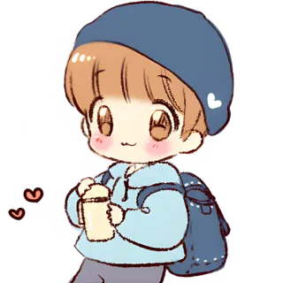 🧋 dễ thương, chibi, con trai, hình vẽ, minh họa whatsapp sticker